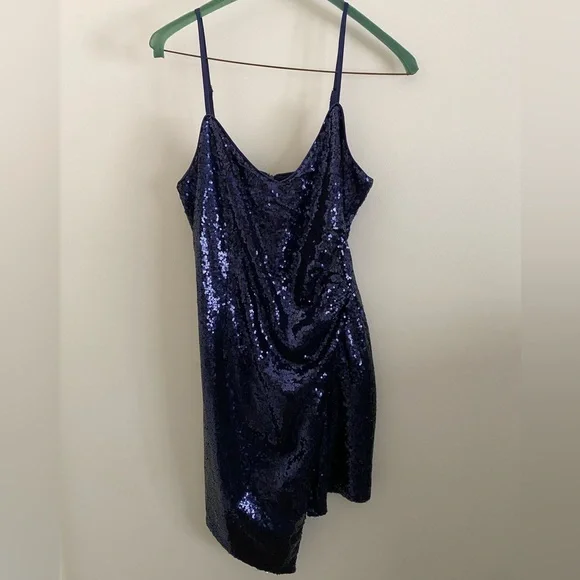 Lulu’s Disco Nights Navy Blue Sequin Bodycon Mini Dress Size Small - Picture 9 of 9
